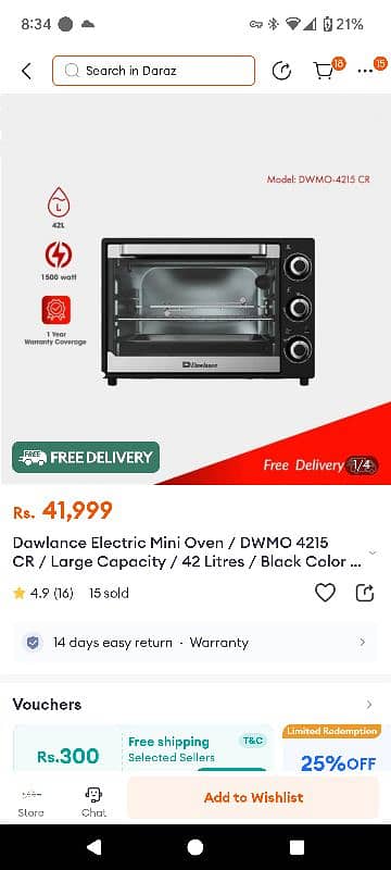 Dawlance Electric Mini Oven DWMO-4215 CR 1