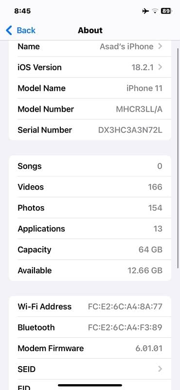 iPhone 11 jv 64gb butry 84 3utols pe 98 scor all normally 4