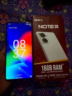 Sparx Note 20, 8/8gb Ram, 256GB Storage, 10/10 Condition with BOX!