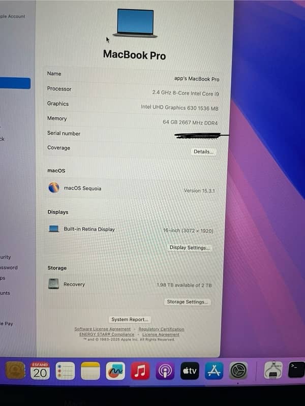 MacBook Pro i9,2019,  (64/ 2 Tb) 8