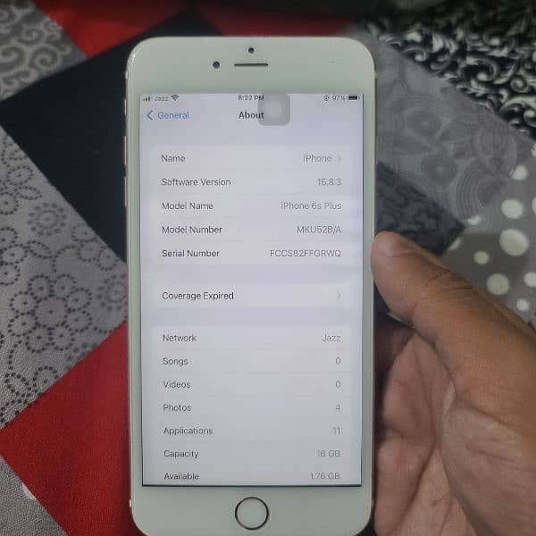 Iphone 6s Plus PTA Approved. 16GB. 4