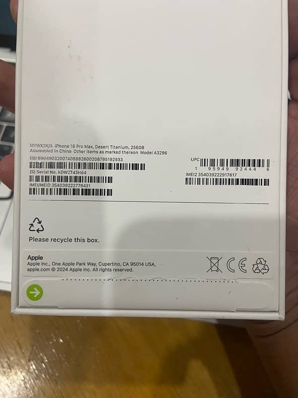 iphone 16pro max 256Gb  with Official PTA approved 3