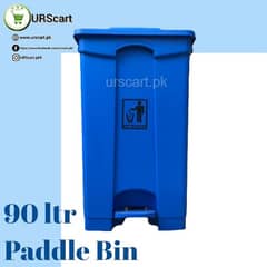 plastic dustbin with paddle and wheel