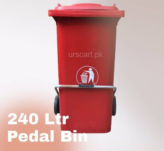 plastic dustbin with paddle and wheel 3