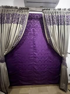 2 sets of velvet curtains with blinds