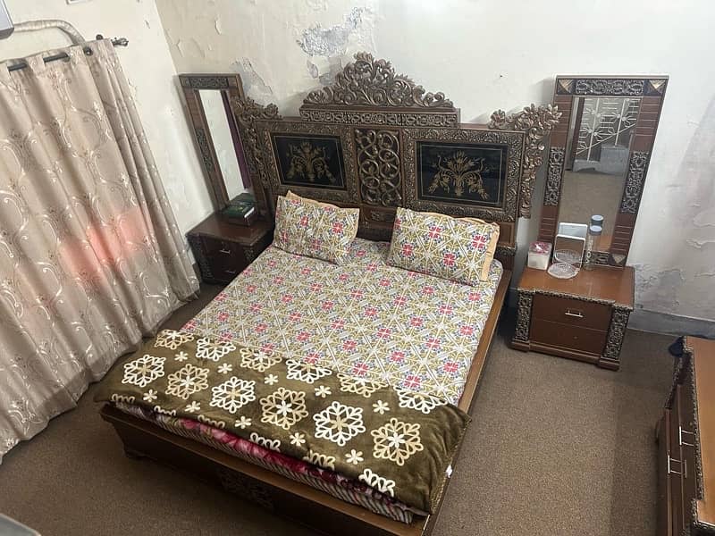 double bed with dressing slightly used for sale 2