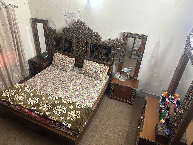 double bed with dressing slightly used for sale 6