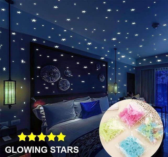 glow in the dark stars wall decals _ 100 PC 0