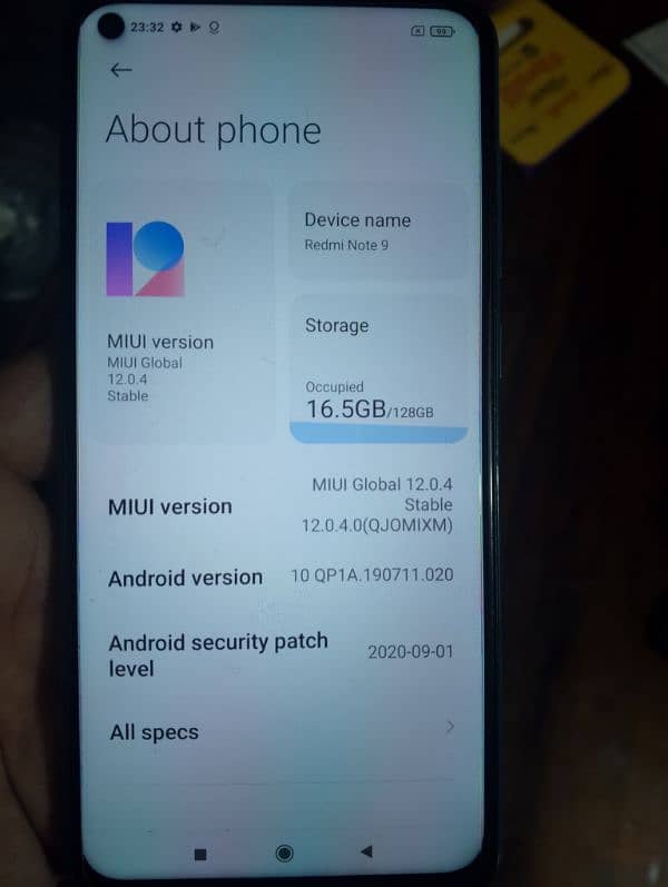 Redmi Note 9 4gb ram 128 room non pta alli sim working only mobil 0