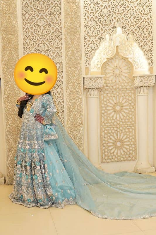 walima maxi ice blue colour boutique work khud bnwai ha 1