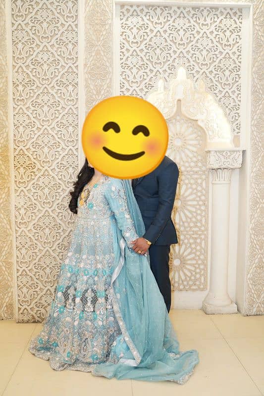 walima maxi ice blue colour boutique work khud bnwai ha 2