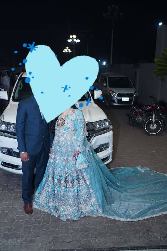 walima maxi ice blue colour boutique work khud bnwai ha 5