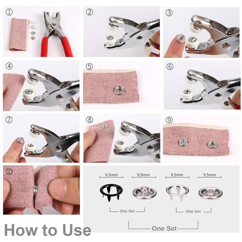 Metal Snaps Buttons Pliers Set with Lock 7