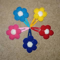 5 Pcs Multicolor Flower Shaped Baby Hair Clip Set