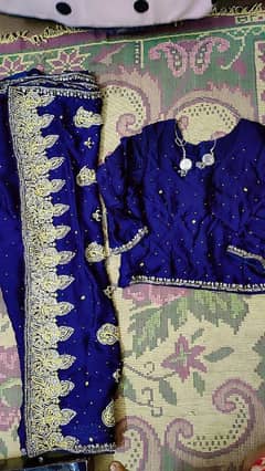 blue colour inden saree boutique work Golden and silver