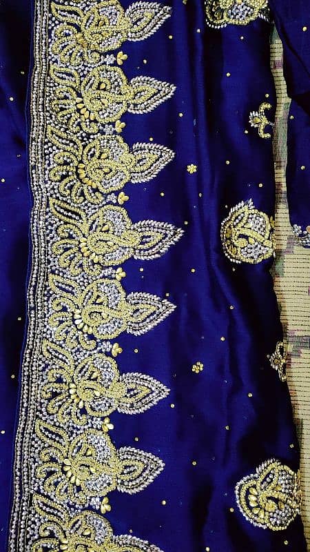 blue colour saree boutique work Golden and silver 1