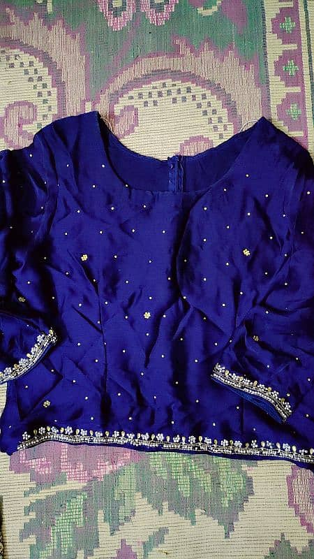 blue colour saree boutique work Golden and silver 3