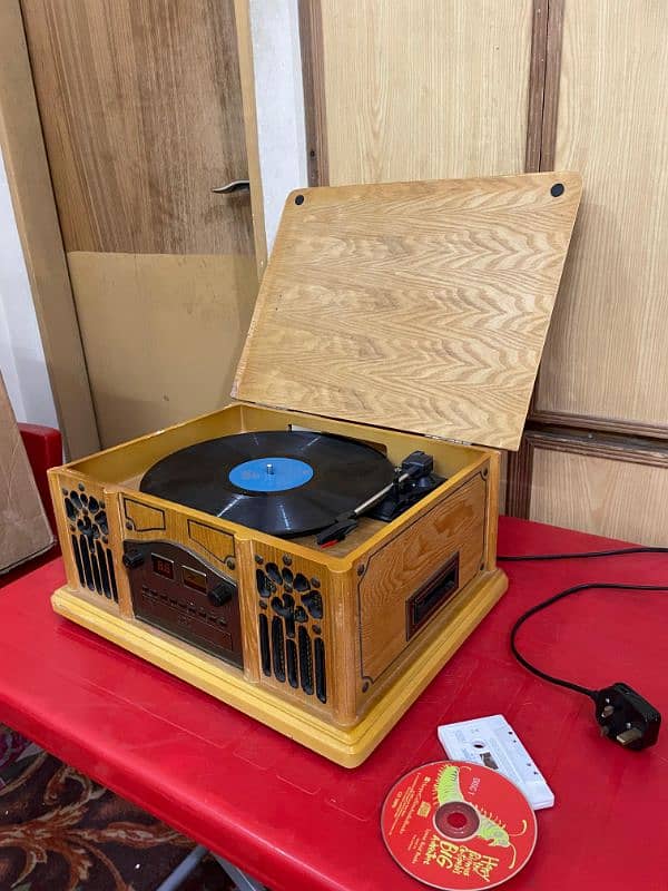 Prolectrix Vintage Wooden 4 in 1 Turntable, Radio, CD&Cassette player 10