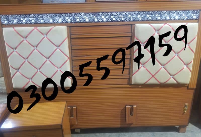 King double bed single wood desgn furniture drawer dressing almari set 19