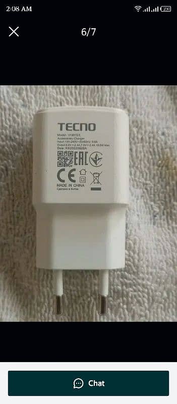 original charger 18w tecno 0