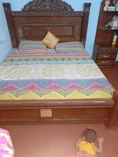 king Size Double Bed with Mattress and Left Right Side tables