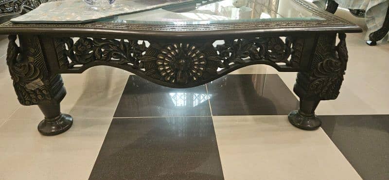 Pure Wood Center Table with Glass 0