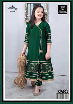 Charming Girl's 3 Pcs Embroidered Lawn Suit withDupatta