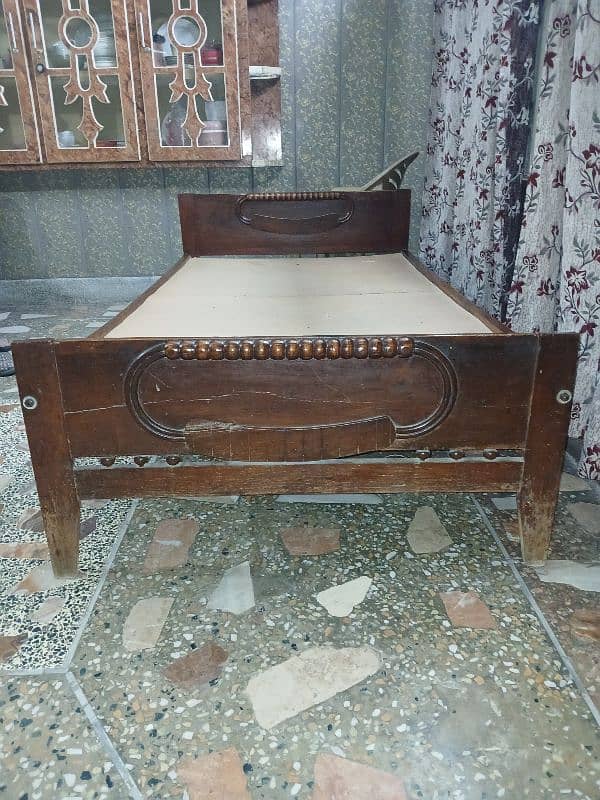 old wood 1 single bed 2