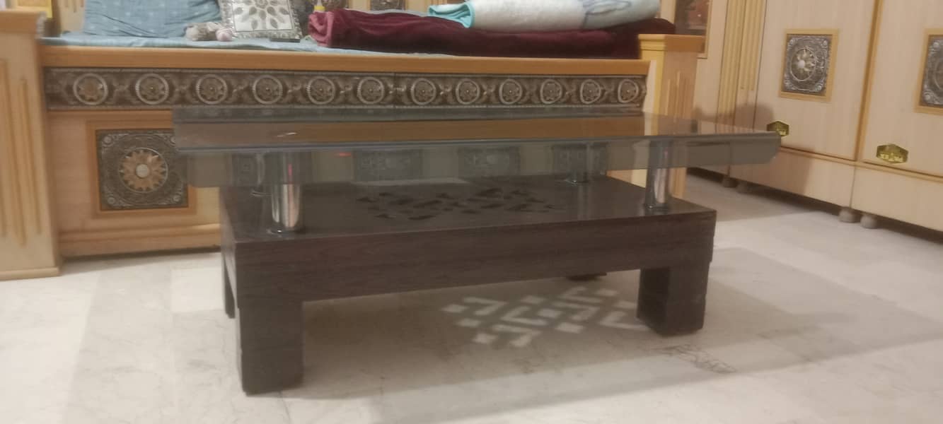 Wooden beautiful table glass table 1