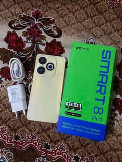 Infinix smart 8pro 4+4/128GB 10 month warranty with box and charger