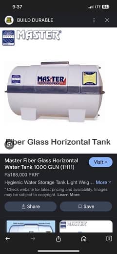 Master Fiber Horizontal Water Tank - Durable, Long-Lasting For Sale