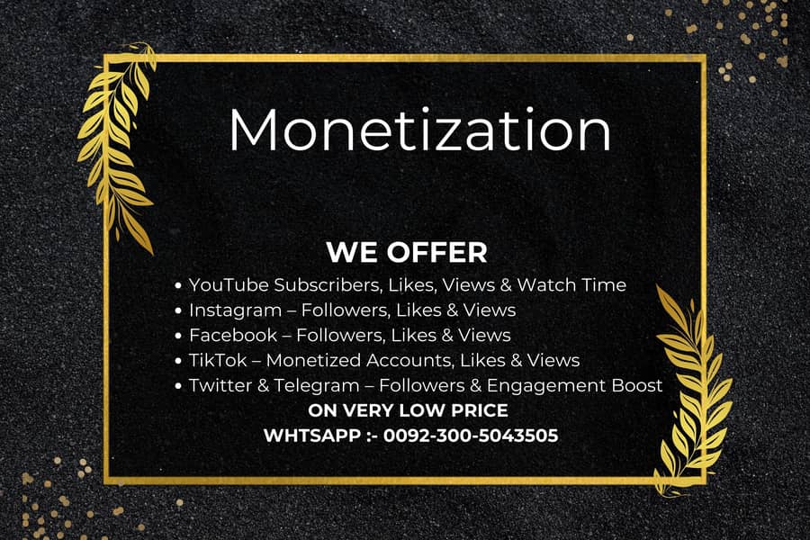 Facebook, Tiktok, views followres and watch time promotions 0