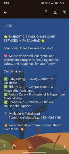 Elder care, child care, patients care