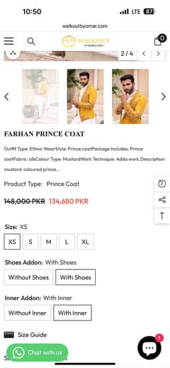 Walkout designer prince coat for wedding wear.