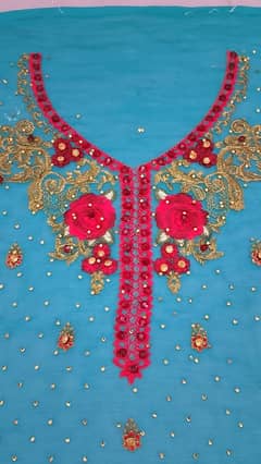 6 piece Embroidery shaffon suit unstitched, need cash