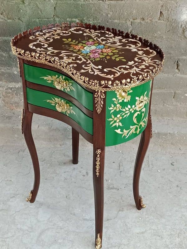 Exquisite Hand-Painted Wooden Accent Table - Timeless Elegance 1