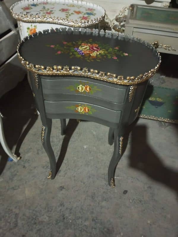 Exquisite Hand-Painted Wooden Accent Table - Timeless Elegance 2