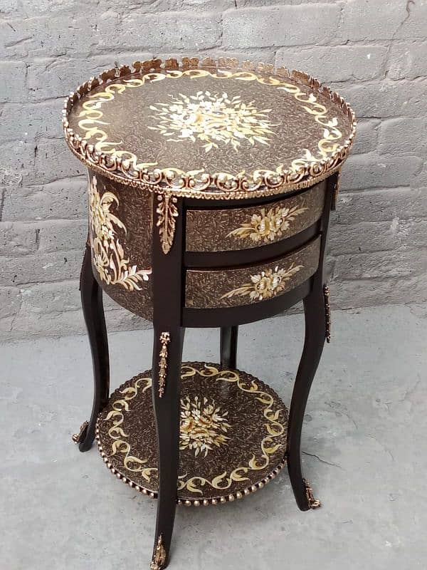 Exquisite Hand-Painted Wooden Accent Table - Timeless Elegance 4