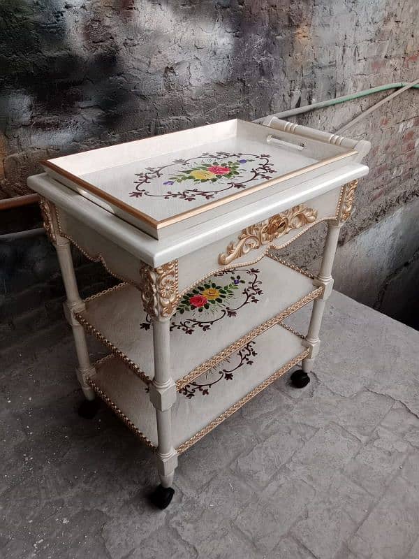 Exquisite Hand-Painted Wooden Accent Table - Timeless Elegance 5