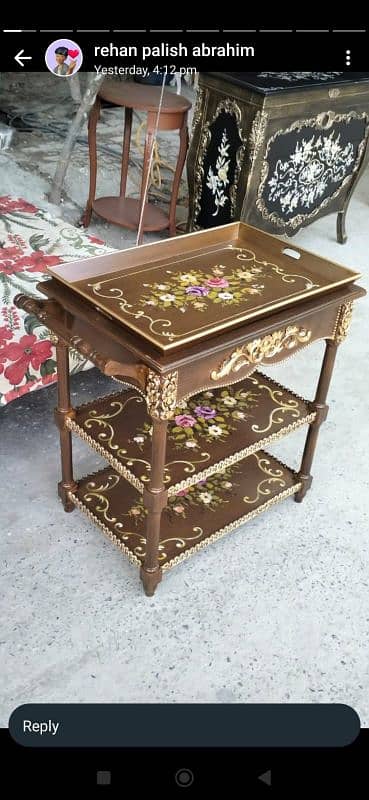 Exquisite Hand-Painted Wooden Accent Table - Timeless Elegance 8