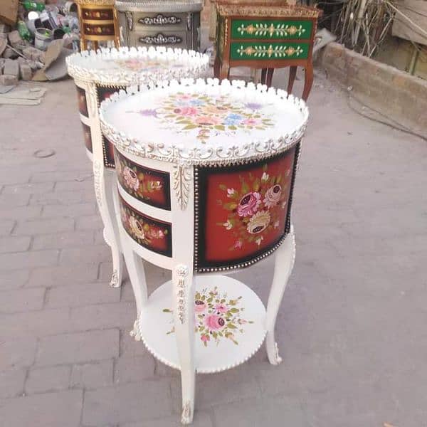 Exquisite Hand-Painted Wooden Accent Table - Timeless Elegance 12