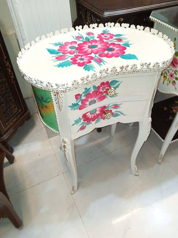 Exquisite Hand-Painted Wooden Accent Table - Timeless Elegance 14