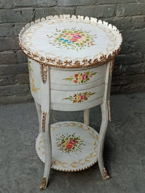 Exquisite Hand-Painted Wooden Accent Table - Timeless Elegance 15