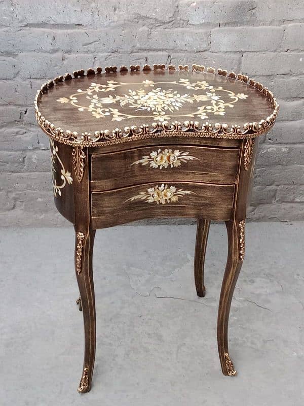 Exquisite Hand-Painted Wooden Accent Table - Timeless Elegance 16