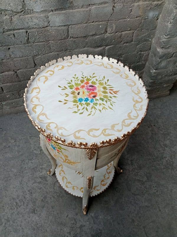 Exquisite Hand-Painted Wooden Accent Table - Timeless Elegance 17