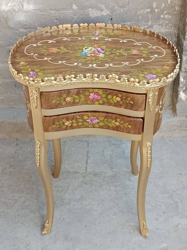 Exquisite Hand-Painted Wooden Accent Table - Timeless Elegance 18