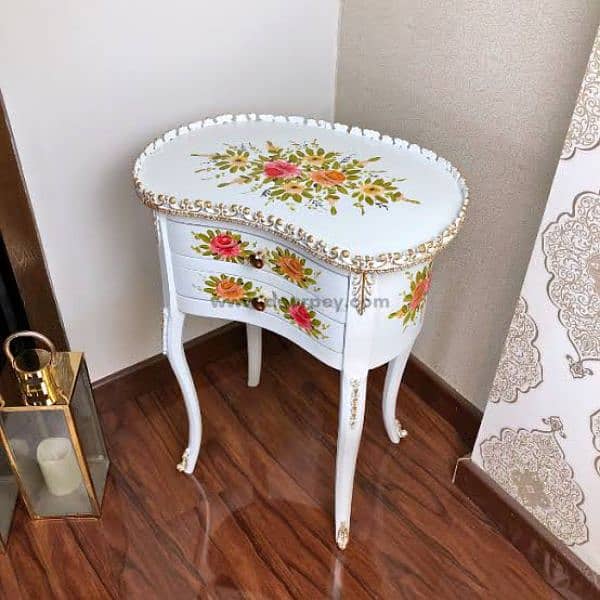 Exquisite Hand-Painted Wooden Accent Table - Timeless Elegance 19