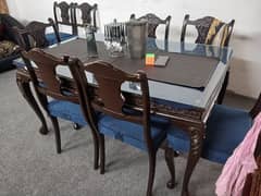 shesham dinning table with 8 chairs