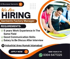 Factory Manager Jobs | Urgent Hiring | Jobs In Islamabad