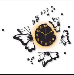 Butterfly laminated wall clock with light